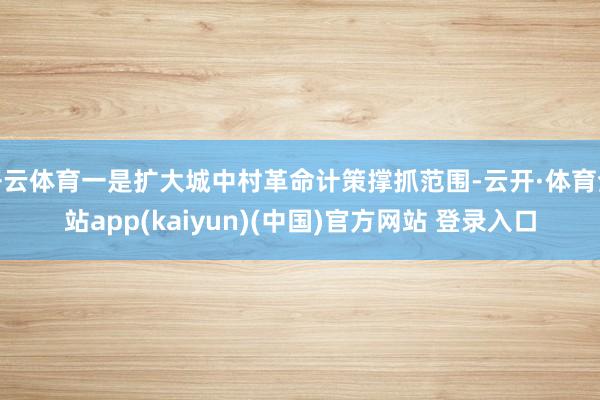 开云体育一是扩大城中村革命计策撑抓范围-云开·体育全站app(kaiyun)(中国)官方网站 登录入口