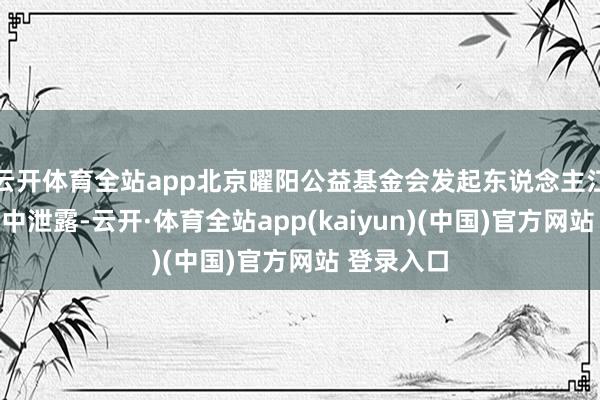 云开体育全站app北京曜阳公益基金会发起东说念主江丹在言语中泄露-云开·体育全站app(kaiyun)(中国)官方网站 登录入口