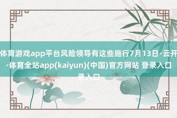 体育游戏app平台风险领导有这些施行7月13日-云开·体育全站app(kaiyun)(中国)官方网站 登录入口